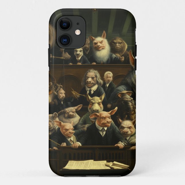 Capa Para iPhone 11 Caso Smartphone - Congresso de Animais (Verso)
