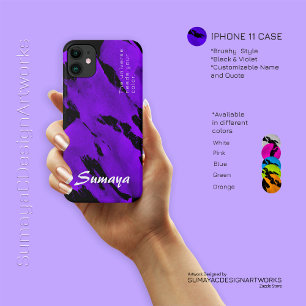 Capa Para iPhone 11 Caso Violeta Preto Brushy iPhone 11   Personalizáv