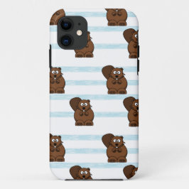 Capa Para iPhone 11 castor em faixas azuis