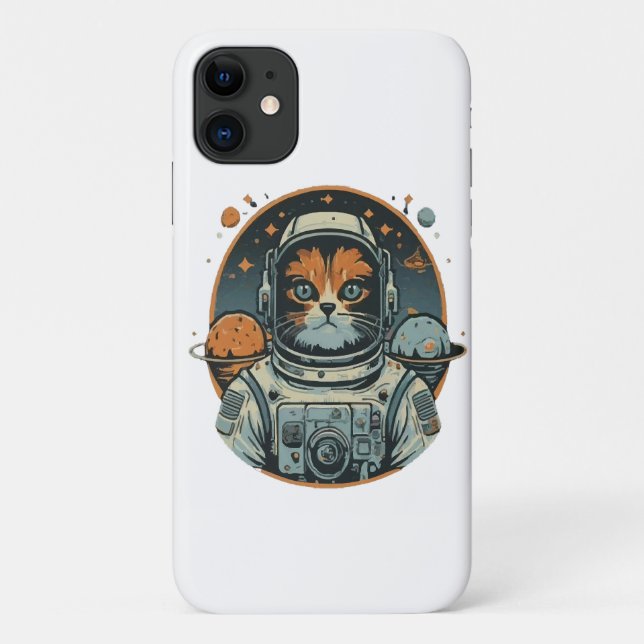 Capa Para iPhone 11 Cat-astronauta em Asteroides (Verso)