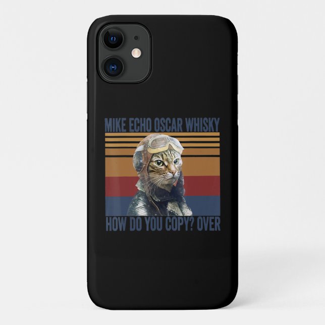 Capa Para iPhone 11 Cat Pilot Mike Echo Oscar Whisky Costume Gift (Verso)