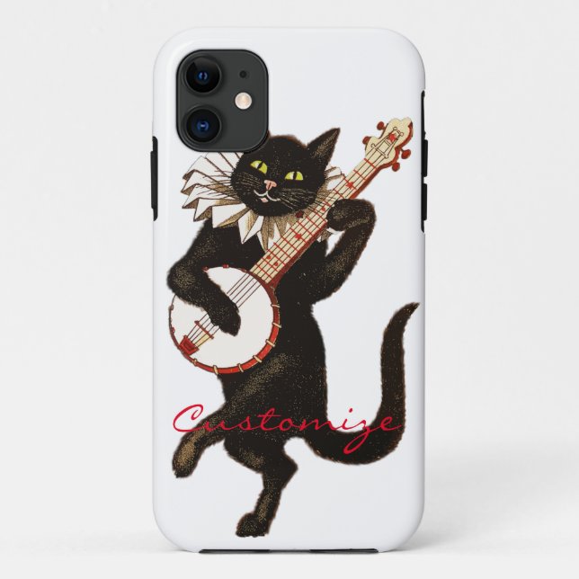 Capa Para iPhone 11 Cat tocando Banjo Thunder_Cove (Verso)