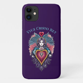 Capa Para iPhone 11 Católica Romana Viva Cristo Rey Angel Vintage