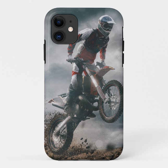 Capa Para iPhone 11 Cavaleiro Motocross (Verso)