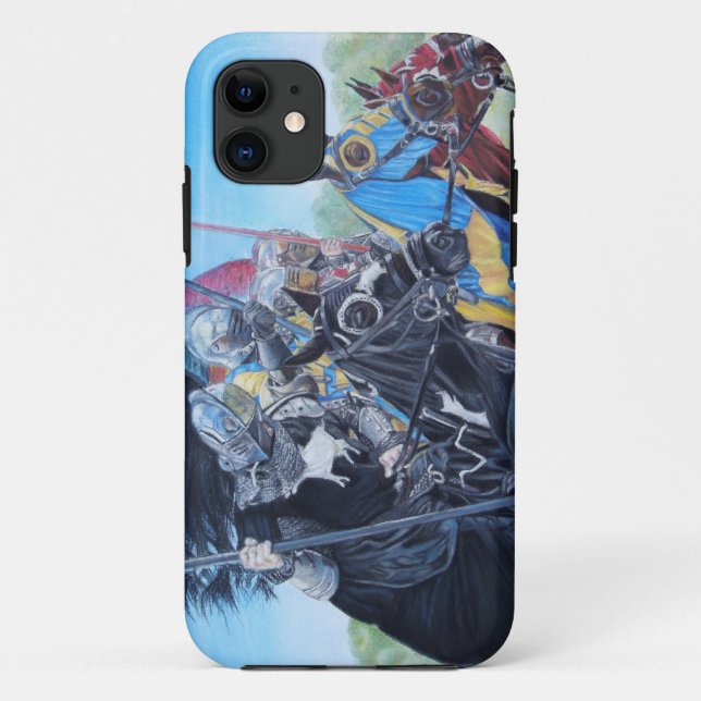 Capa Para iPhone 11 cavaleiros medievais joujando em cavalos arte hist (Verso)
