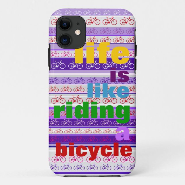 Capa Para iPhone 11 cavalgando uma citação de bicicleta (Verso)
