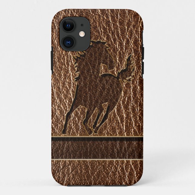 Capa Para iPhone 11 Cavalo de Leather-Look (Verso)
