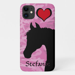 Capa Para iPhone 11 Cavalo do Coração (camo rosa)
