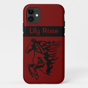 Capa Para iPhone 11 Cavalo Pony Bronco Stallion Steed Ruby Red Line Ar