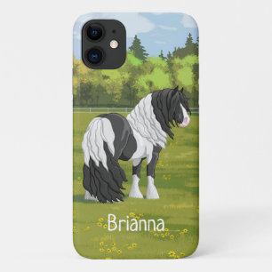 Capa Para iPhone 11 Cavalo Preto Pinto Piebald Vanner