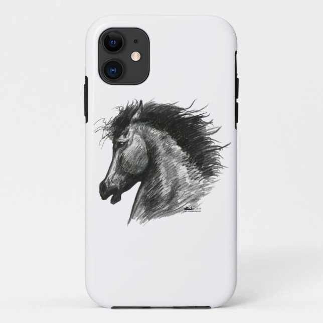 Capa Para iPhone 11 Cavalo Selvagem Ardente (Verso)