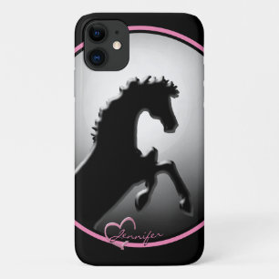 Capa Para iPhone 11 Cavalos do Coração V Lua Preguiçosa (rosa)