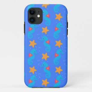 Capa Para iPhone 11 Cavalos-marinhos Azuis E Estaleiros