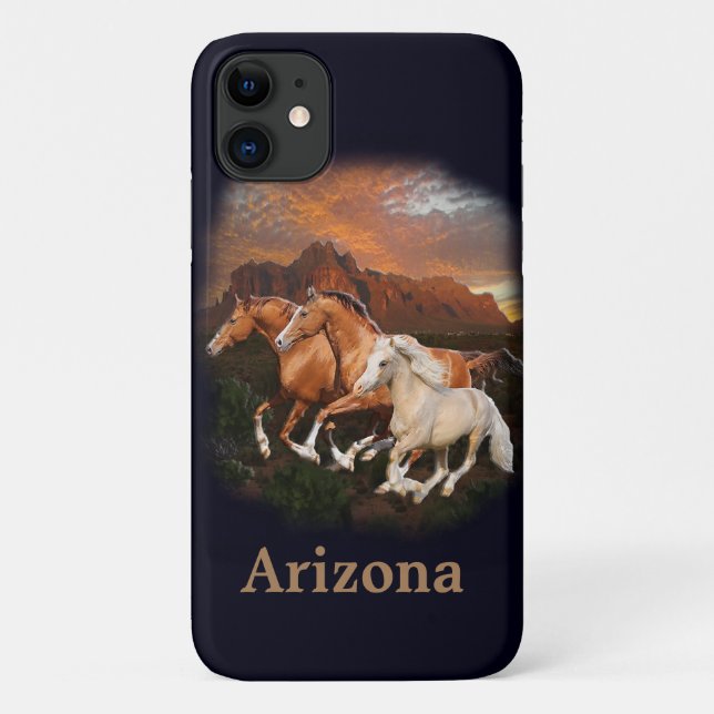 Capa Para iPhone 11 Cavalos Selvagens (Verso)
