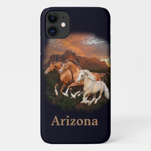 Capa Para iPhone 11 Cavalos Selvagens (Verso)