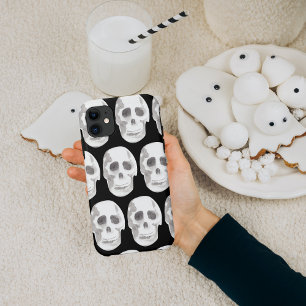 Capa Para iPhone 11 Caveira Assustadora Halloween Preto e Branco