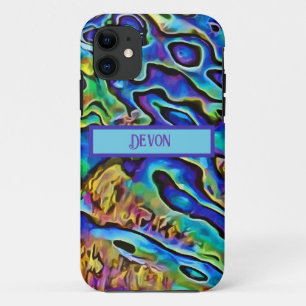 Capa Para iPhone 11 Célula Funky Iridescente do Mar de Abalone