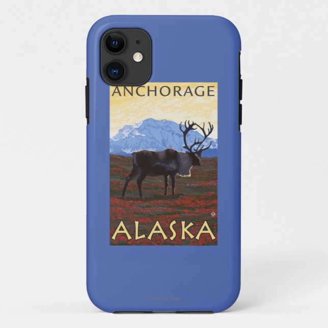 Capa Para iPhone 11 Cena do caribu - Anchorage, Alaska (Verso)