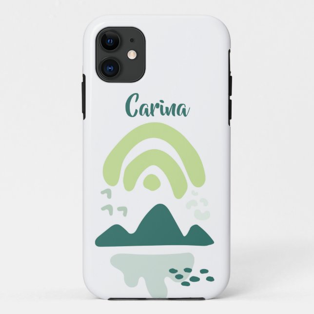 Capa Para iPhone 11 Cena do Lago abstrato Mountain Personalizada (Verso)