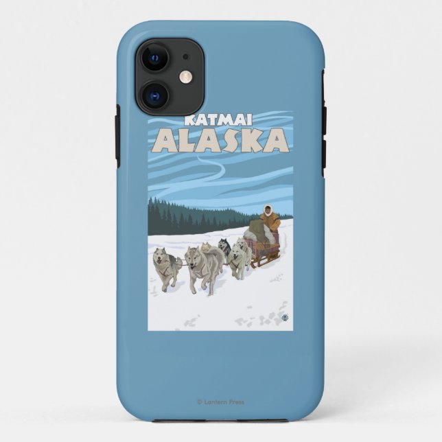 Capa Para iPhone 11 Cena Sledding do cão - Katmai, Alaska (Verso)