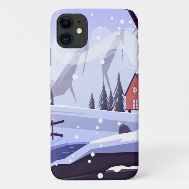 Capa Para iPhone 11 Cenário ao ar livre do inverno (Verso)