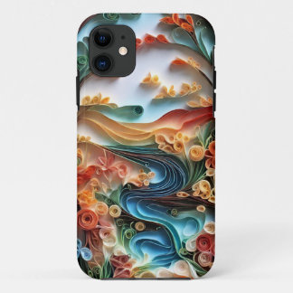 Capa Para iPhone 11 Cenário natural no estilo de Papercut e coloração