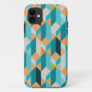 Capa Para iPhone 11 Cerceta e teste padrão alaranjado das formas