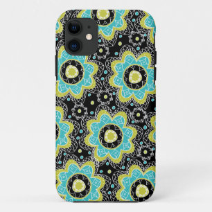 Capa Para iPhone 11 Cerceta & limão retros modernos da flor