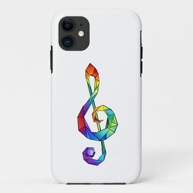 Capa Para iPhone 11 Cérebro de chave musical arco-íris (Verso)