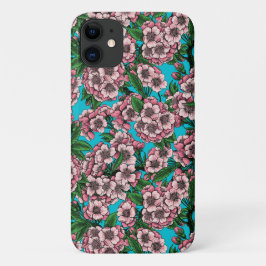 Capa Para iPhone 11 Cereja floresce em azul
