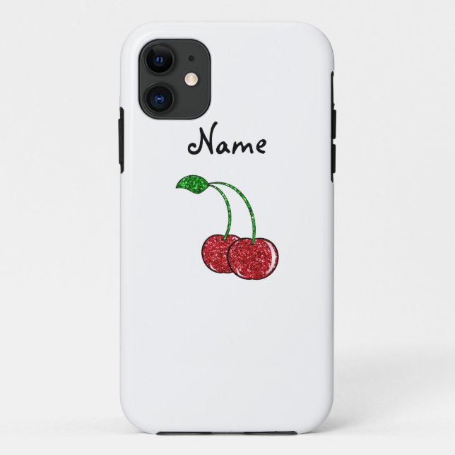 Capa Para iPhone 11 Cereja vermelha conhecida personalizada do brilho (Verso)