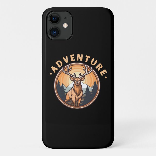 Capa Para iPhone 11 Cervo - Selvageria - Acampamento - Aventura (Verso)