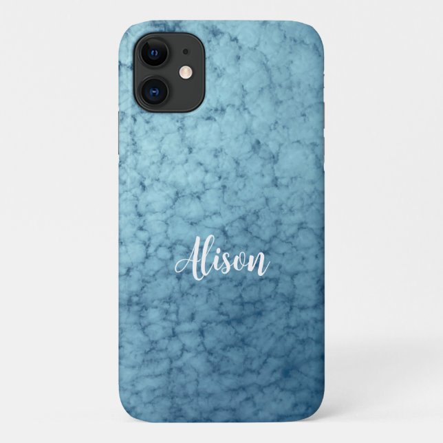 Capa Para iPhone 11 Céu Azul Nublado Personalizado (Verso)