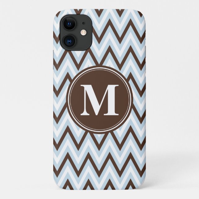 Capa Para iPhone 11 Cevon Castanho-Bebê com Monograma (Verso)