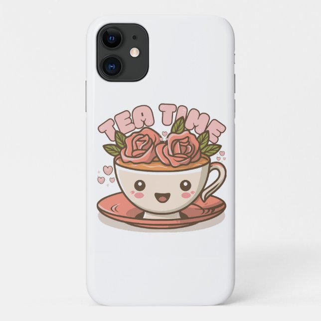 Capa Para iPhone 11 Chá Hora Rosa Chá Kawaii (Verso)