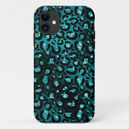 Capa Para iPhone 11 Chá Ombre e Negra Glam Brilhante Manchas Leopardo