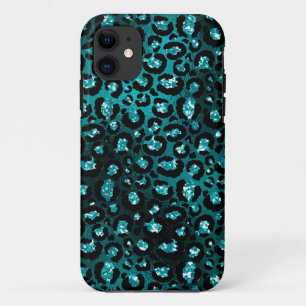 Capa Para iPhone 11 Chá Ombre e Negra Glam Brilhante Manchas Leopardo