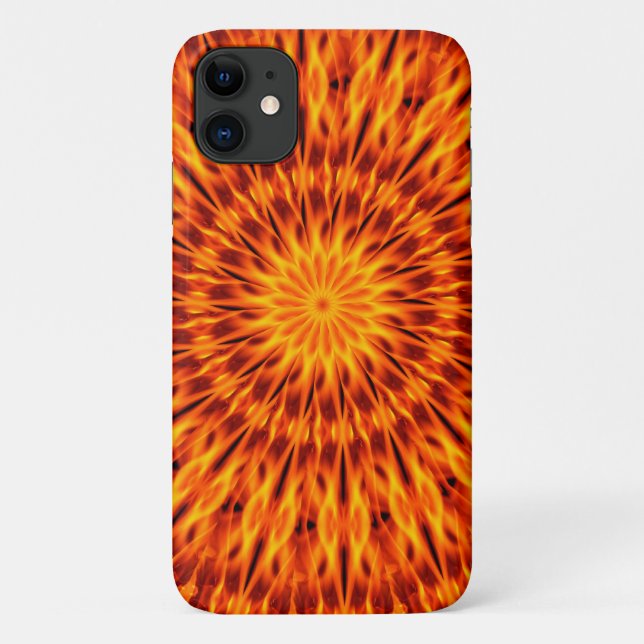 Capa Para iPhone 11 Chama Laranja Caleidoscópio (Verso)