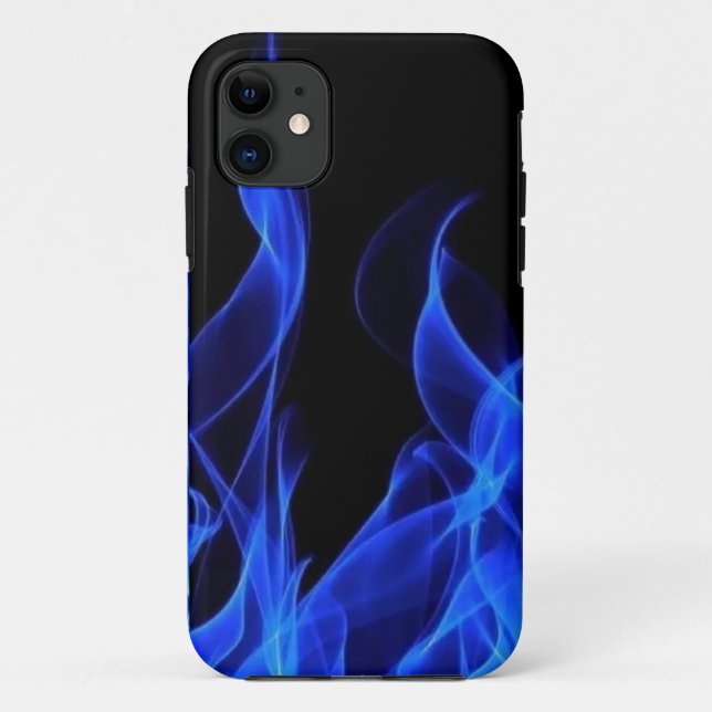 Capa Para iPhone 11 Chamas Abstratas Fogo Azul Elétrico (Verso)