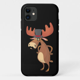Capa Para iPhone 11 Chapéu Engraçado de Alce Bigode Amante de Animais