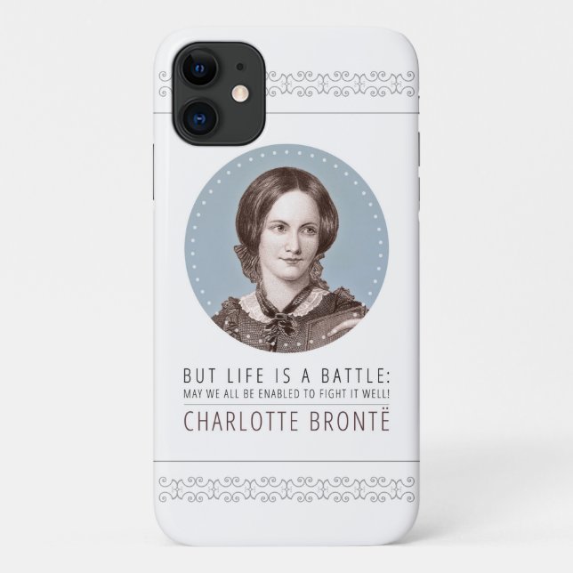 Capa Para iPhone 11 Charlotte Bronte, Retrato e Cotação (Verso)