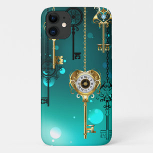 Capa Para iPhone 11 Chaves de Esqueleto Anticas em Fundo Verde