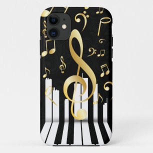 Capa Para iPhone 11 Chaves elegantes do piano da nota da música
