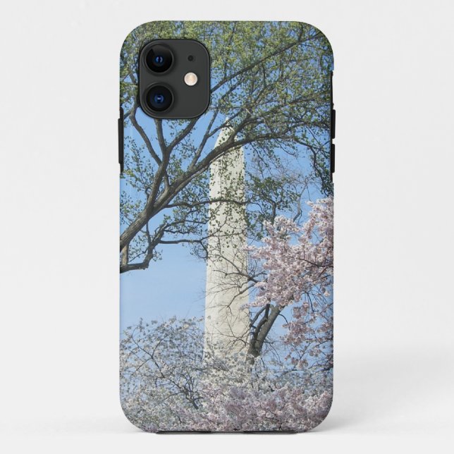 Capa Para iPhone 11 Cherry Blossoms e o Monumento de Washington em DC (Verso)