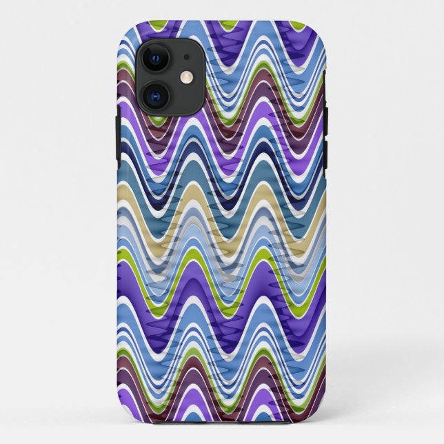 Capa Para iPhone 11 Chevron retro e teste padrão ondulado das listras (Verso)