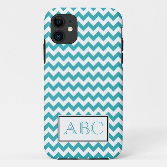 Capa Para iPhone 11 Chevron Turquoise & White iPhone 5 Case (Verso)
