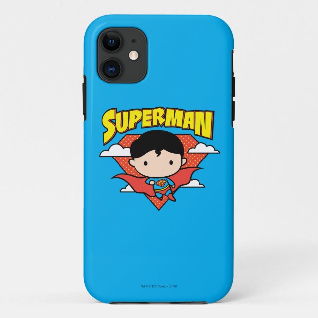Capa Para iPhone 11 Chibi Superman Bolinhas Shield e Nome (Verso)