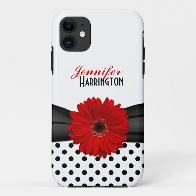 Capa Para iPhone 11 Chic Re Gerbera Daisy Bolinhas (Verso)
