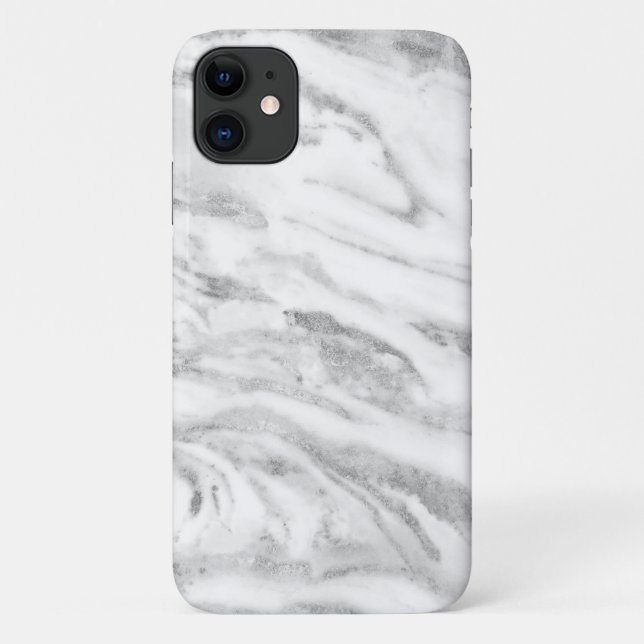 Capa Para iPhone 11 Chic Silver Foil Clássica Marble (Verso)