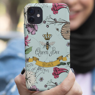 Capa Para iPhone 11 Chic Vintage Aqua, Rainha Negra e Dourada Abelha e